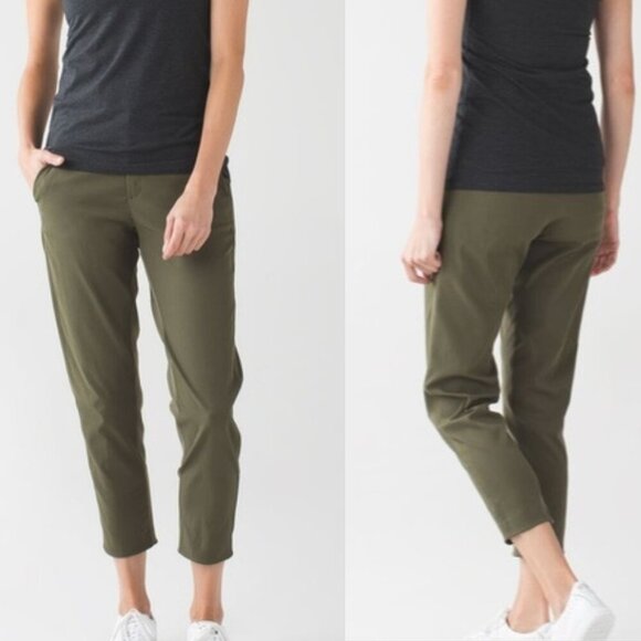 Lululemon &go City Trek Cropped Trouser Fatigue Green 4074 - Picture 1 of 10